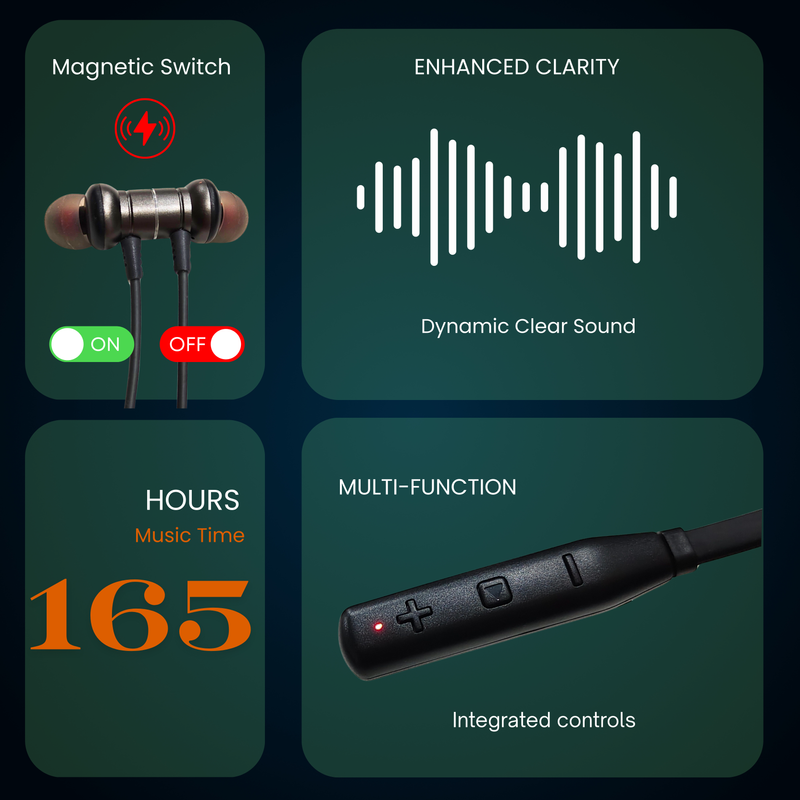 NK-25 Wireless Neckband with 165H Playback